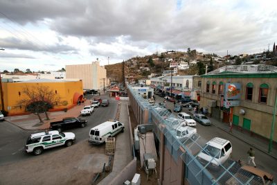 Picture of the border between Arizona, on the left, and Sonora, on the right. Picture from https://commons.wikimedia.org/wiki/File:Mexican-American_border_at_Nogales.jpg. Thank you!